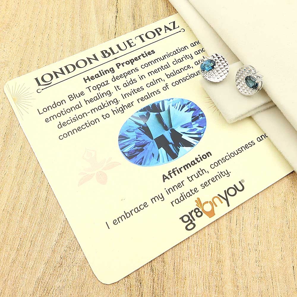 gr8onyou Genuine LONDON BLUE TOPAZ AAA Quality Sterling Silver Stud Earrings