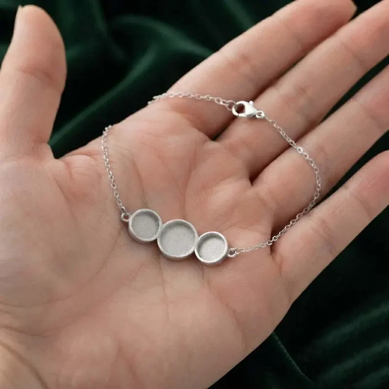 Handmade 925 Sterling Silver Oval Bezel Bracelet Blank DIY Resin All Sizes