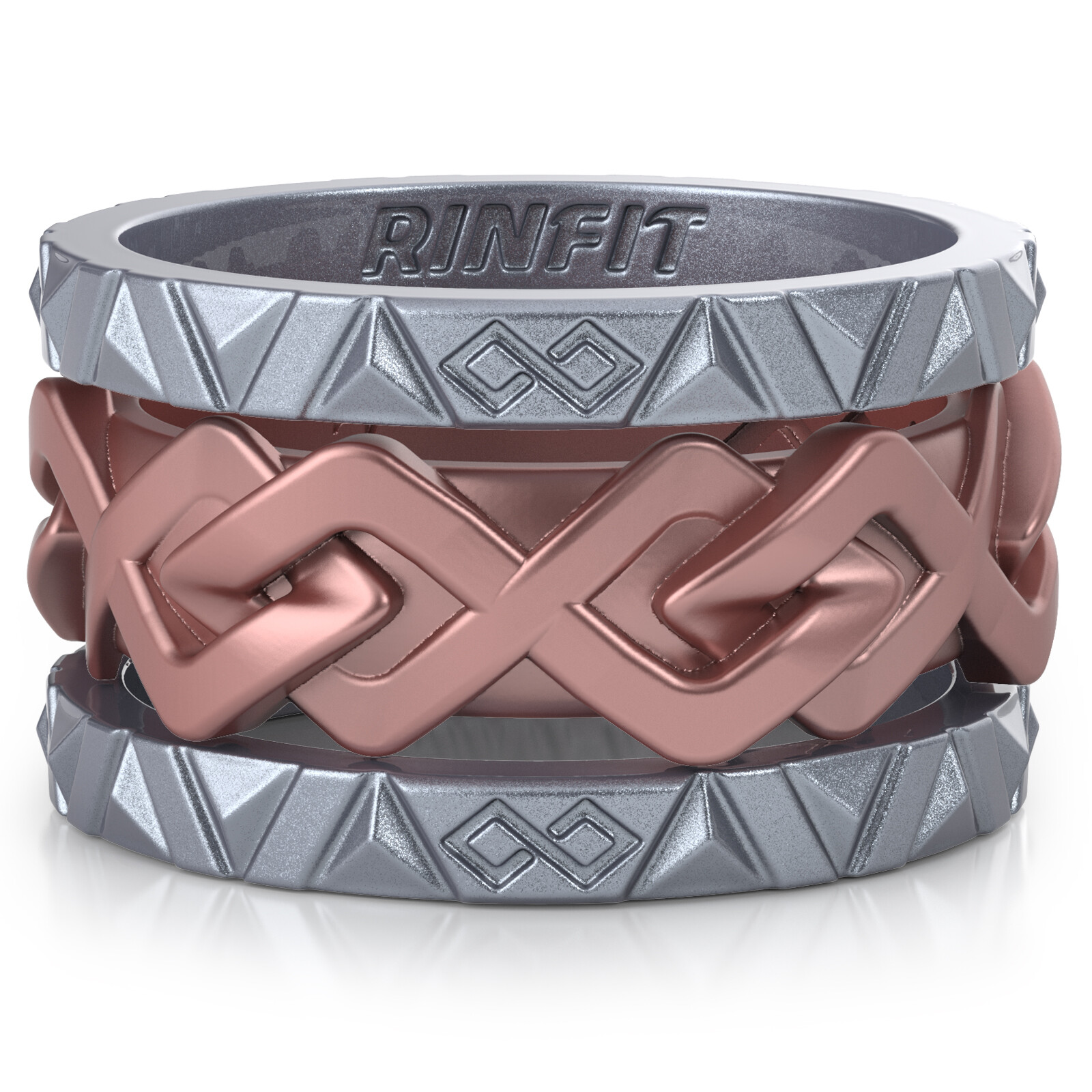 RINFIT Silicone Wedding Rings for Women. Stackable 3 Rubber Rings Set