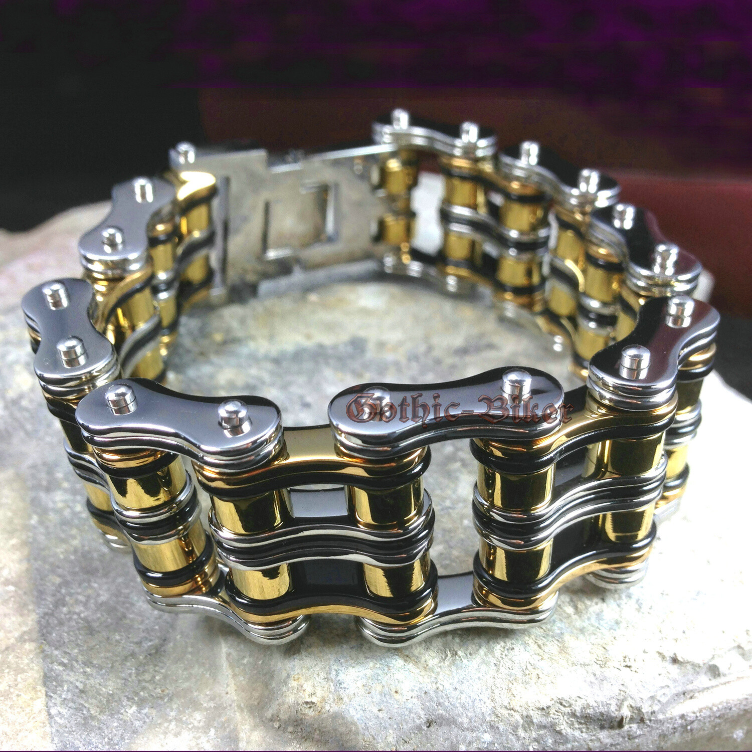 Heavy Men’s Motorcycle Bike Chain Bracelet Bicycle Stainless Steel Silver/Gold