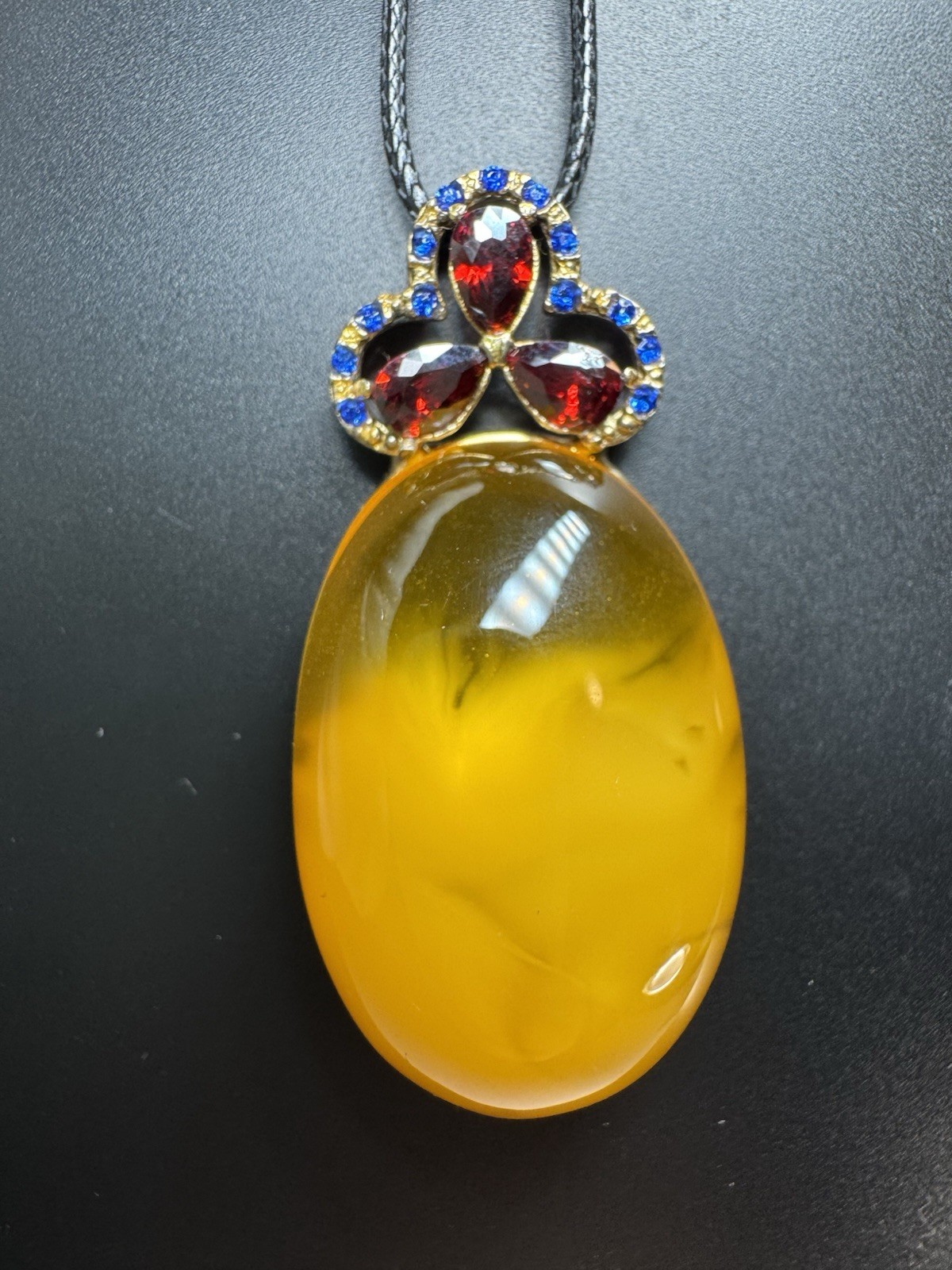 Natural Baltic Amber Pendant Butterscotch Egg Yolk in Sterling Silver 18.4g