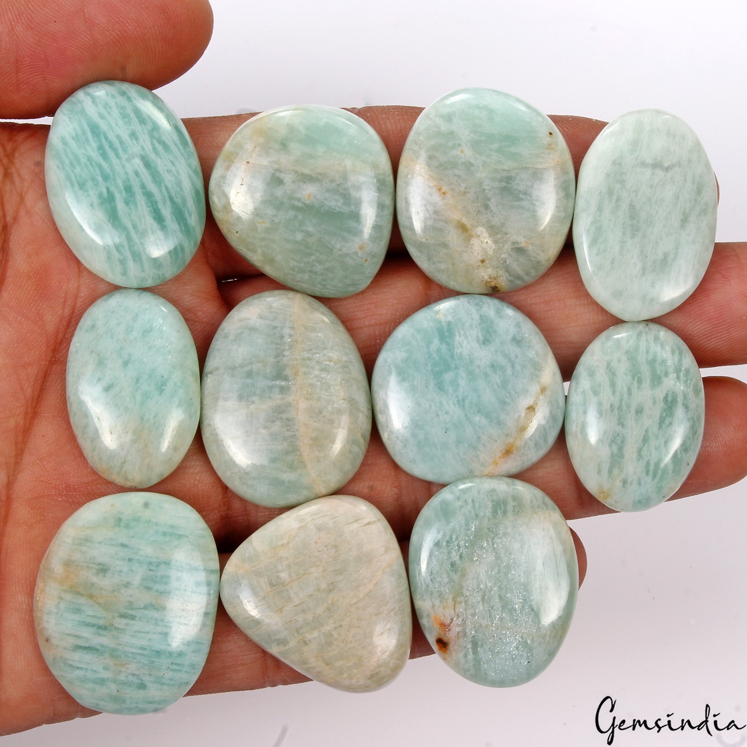 400 Ct Natural Untreated Blue Amazonite Mix Cabochon Loose 25-29mm Gemstones Lot