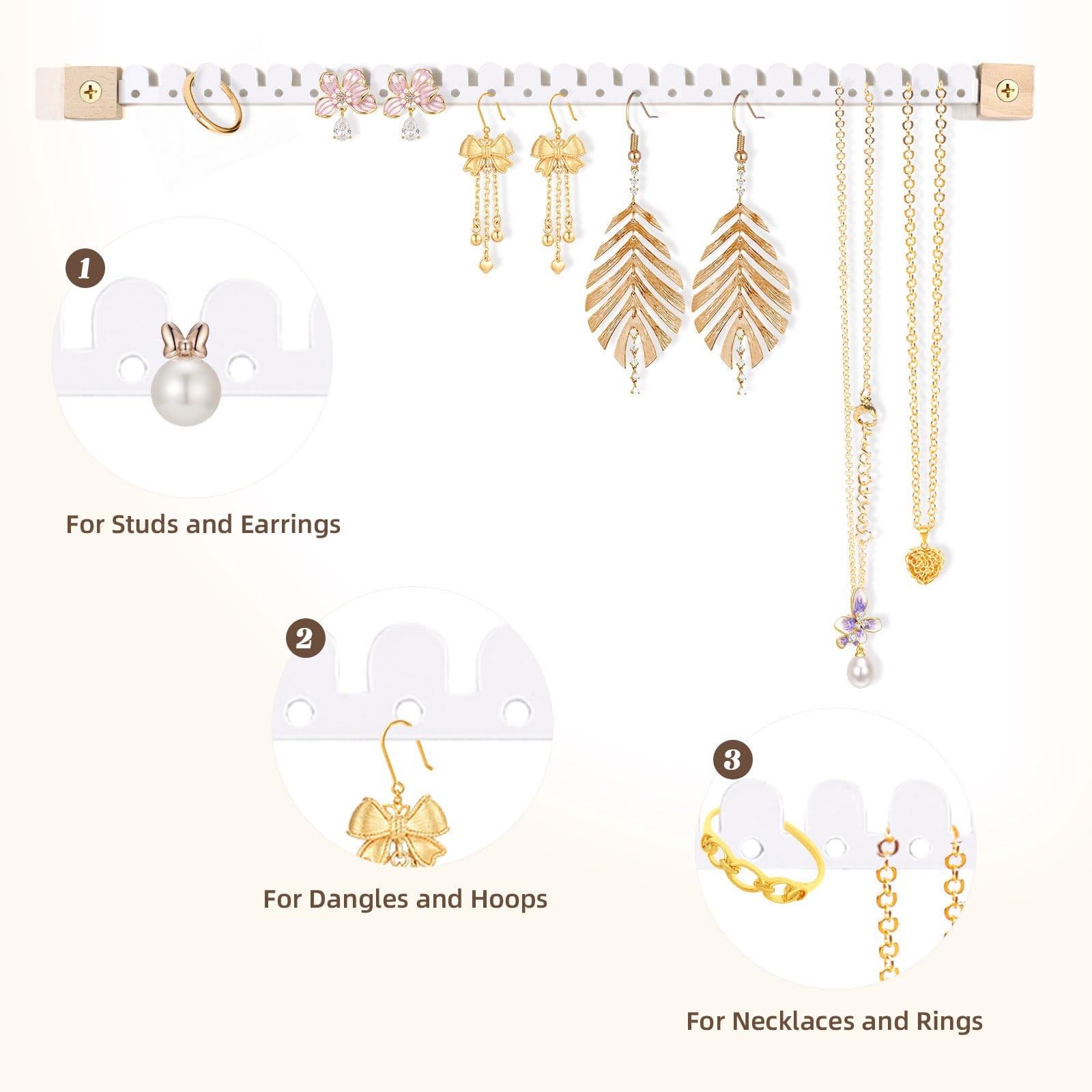 Earring Organizer Wall Mounted 4 Pack Earring Holder Hanging Jewelry Organize…