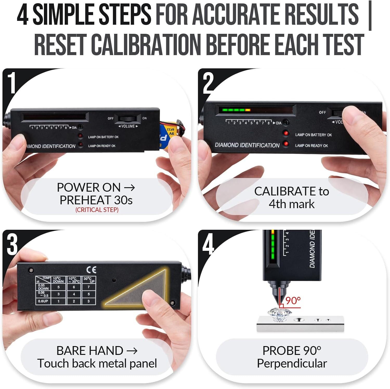 Diamond Tester Pen Gemstone Jewelry Tester High Accuracy Battery Included Tool