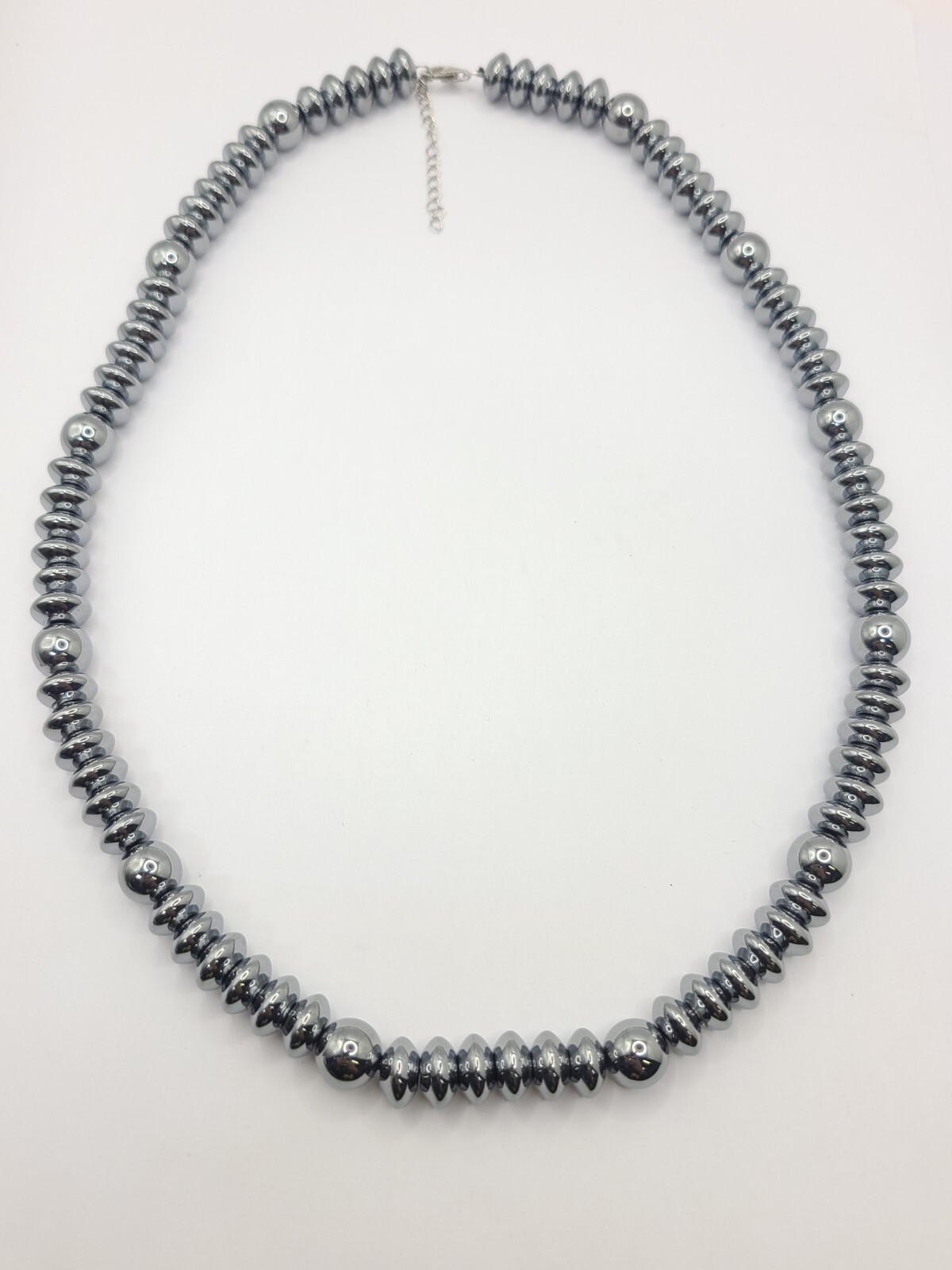 Terahertz 10mm Beaded Necklace 20 Inches Rhodium over Sterling