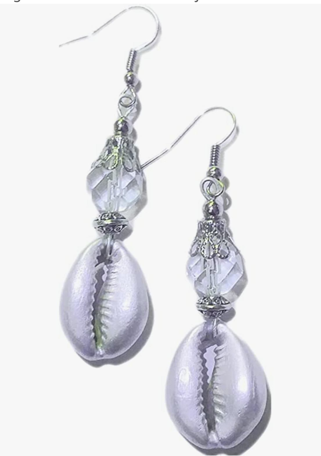 Women’s Crystal and Cowrie Shell Classy Sliver Dangle Earrings