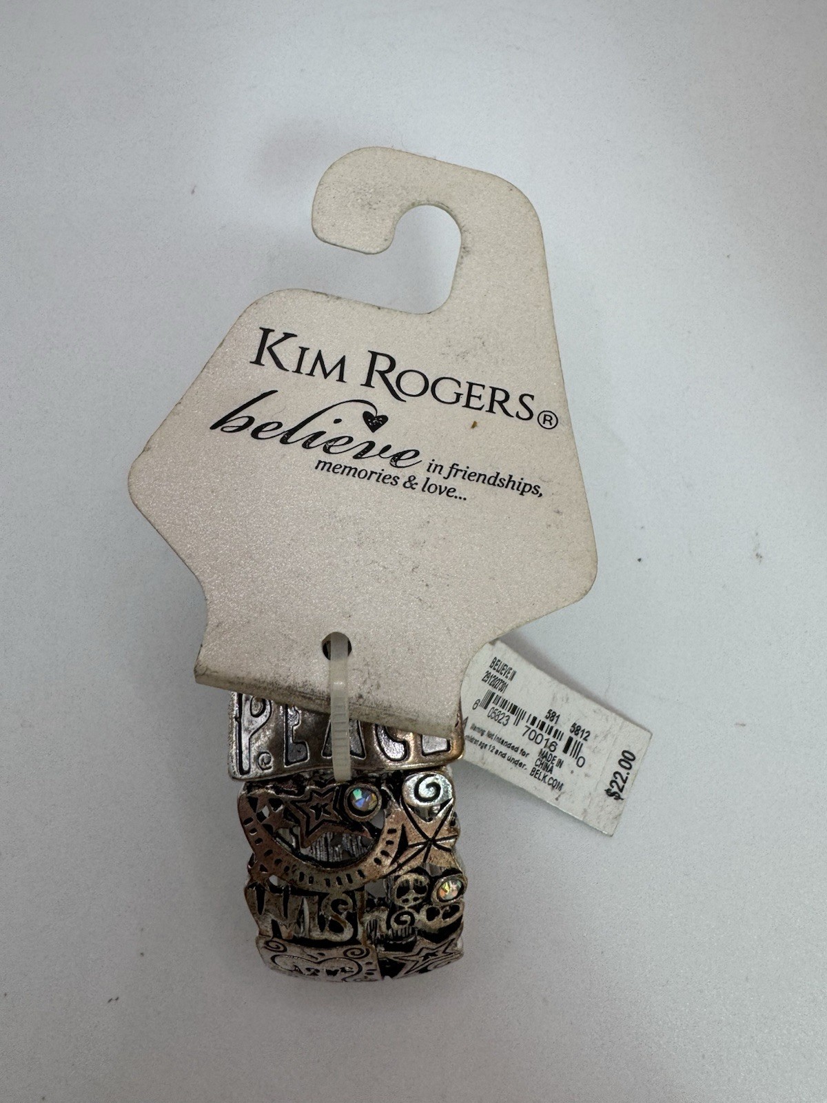 Kim Rogers Believe In Silver Tone Stretch Braclet NWT – Faith Love Peace Wish