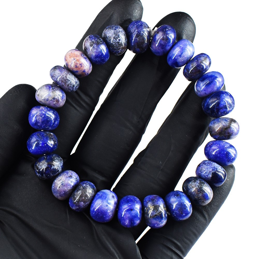 Round Shape Blue Sodalite 195.00 Cts Beaded Stretchable Bracelet VK 45 E746