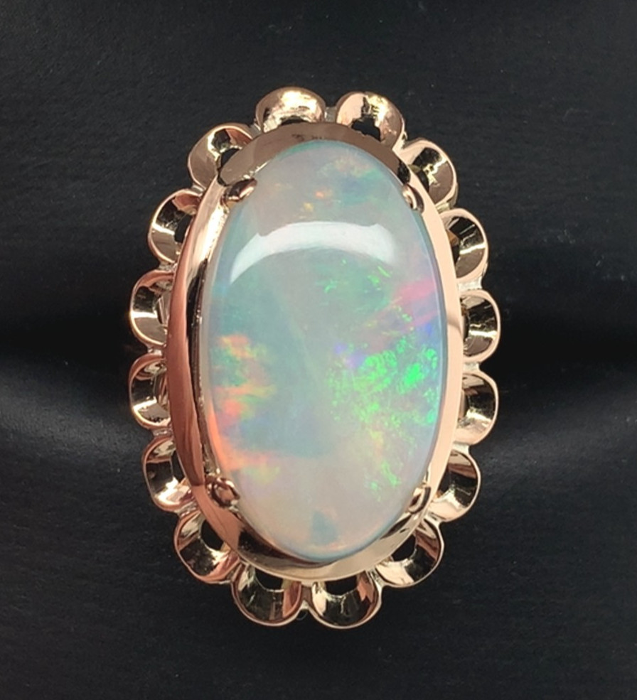 12k Yellow Gold 4.82 Carat Genuine Natural Australian Opal Ring 5.75 (#J7490)