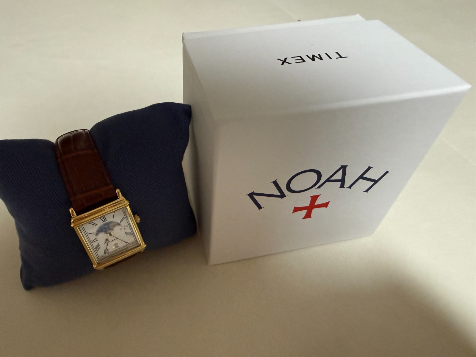 Timex x Noah Moon Phase Watch Brown Gold Leather Rectangular New Limited