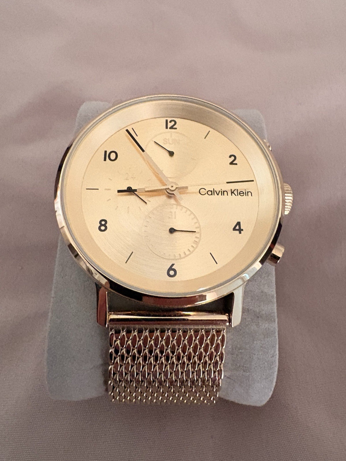 Calvin Klein Gold Chronograph Dial – 40mm Gold tone Stainless Mesh Bracelet
