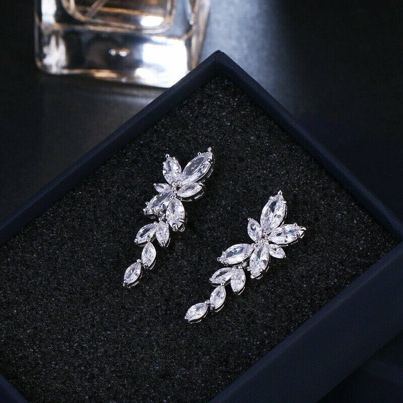 2.80Ct Marquise Cut Simulated Diamond Women Pretty Earring 14K White Gold Plated