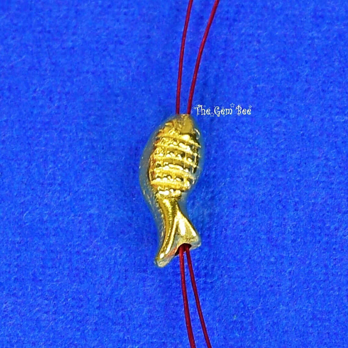 3.2x8mm 18k Yellow Gold Fancy Petite Koi Fish Design Spacer Finding Bead QTY: 1