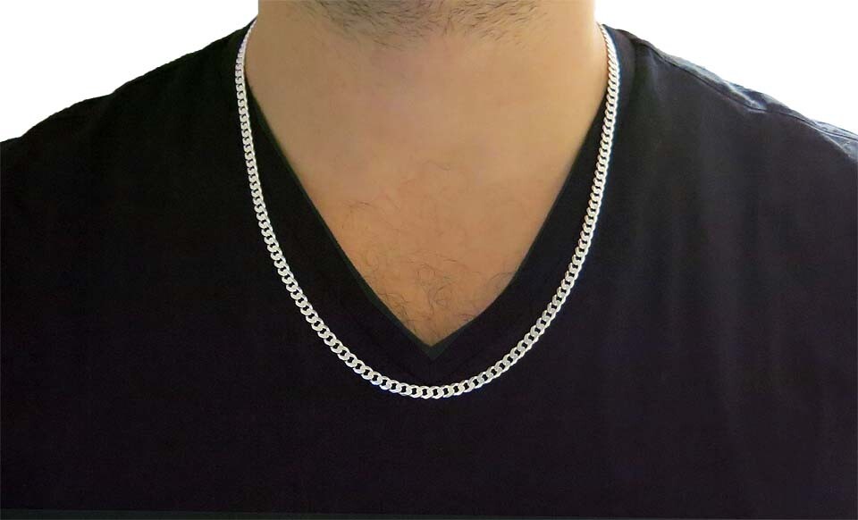 Verona Jewelers 925 Sterling Silver 3MM Curb Cuban Link Chain Necklace , Unisex