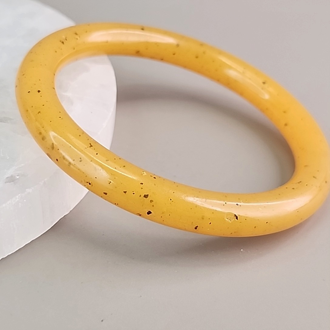 Vintage Bakelite Bangle Bracelet Yellow Egg Yolk 8″