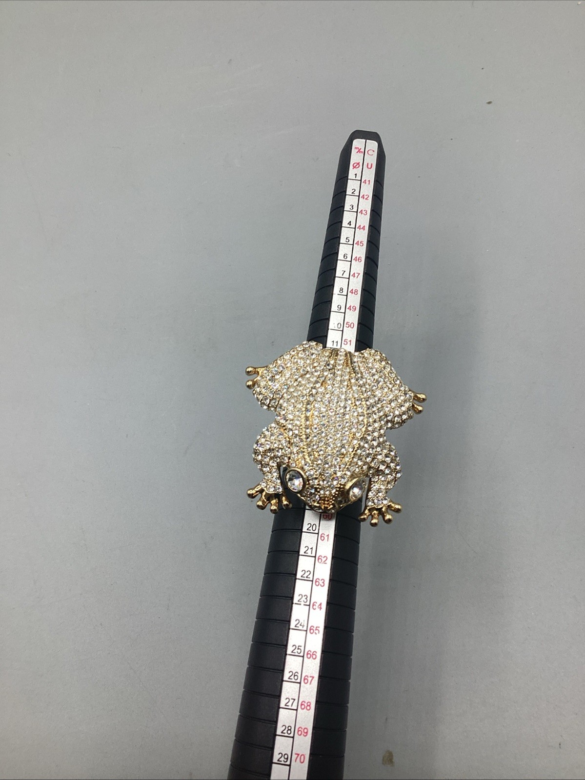 NOS Joan Boyce Crystal Rhinestone Statement Cocktail Frog Size 7.5
