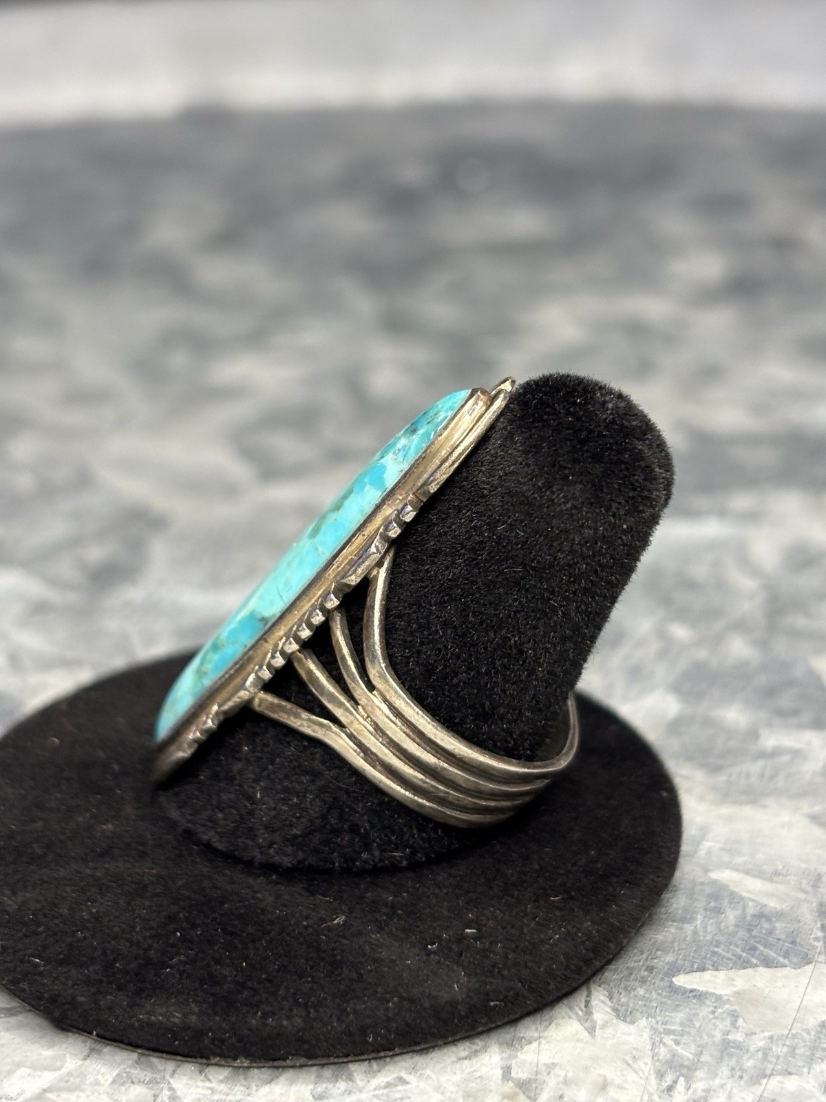 I 925 Sterling Silver Marquise Turquoise Ring Size 8 Handmade Philippines