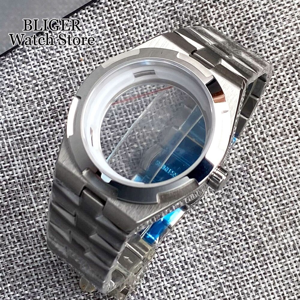 Silver 41mm Watch Case Bracelet Stainless Steel fit NH34 NH35 NH36 NH38 Sapphire