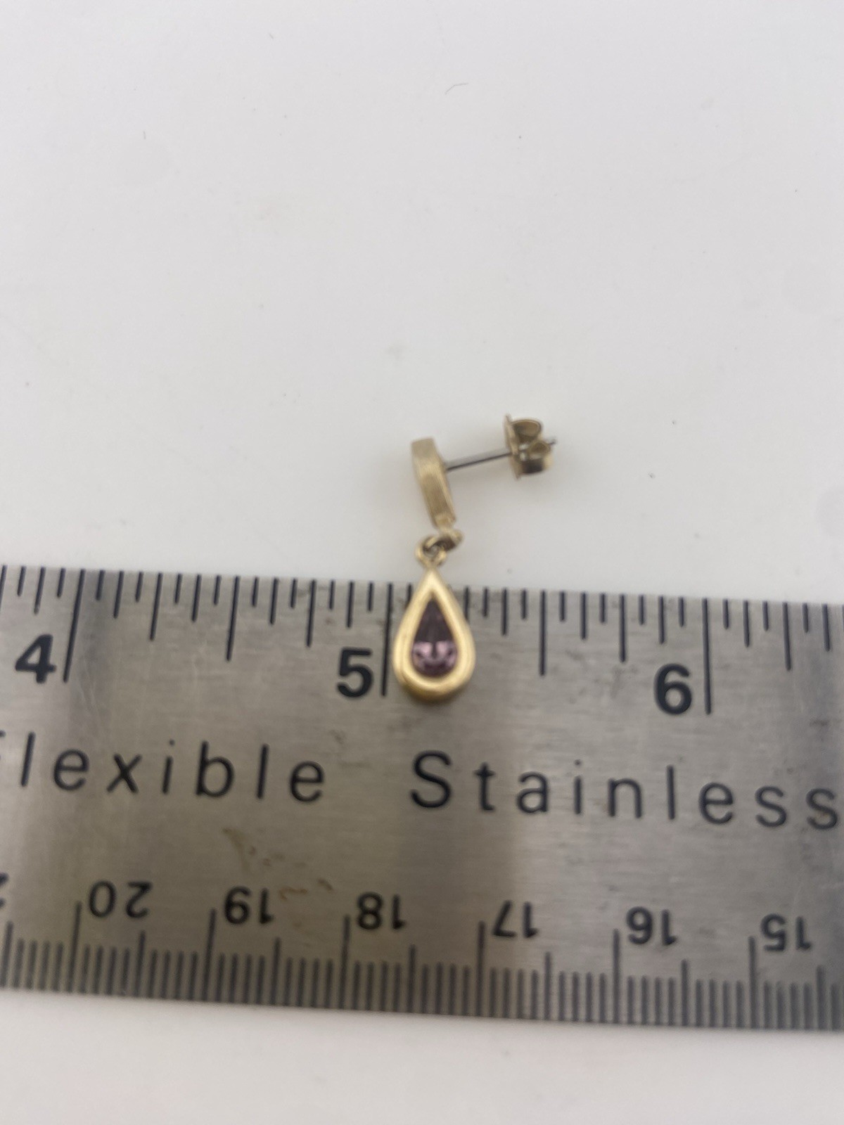 Vtg Avon Faux Amethyst Teardrop Goldtone Necklace & Pierced Earrings