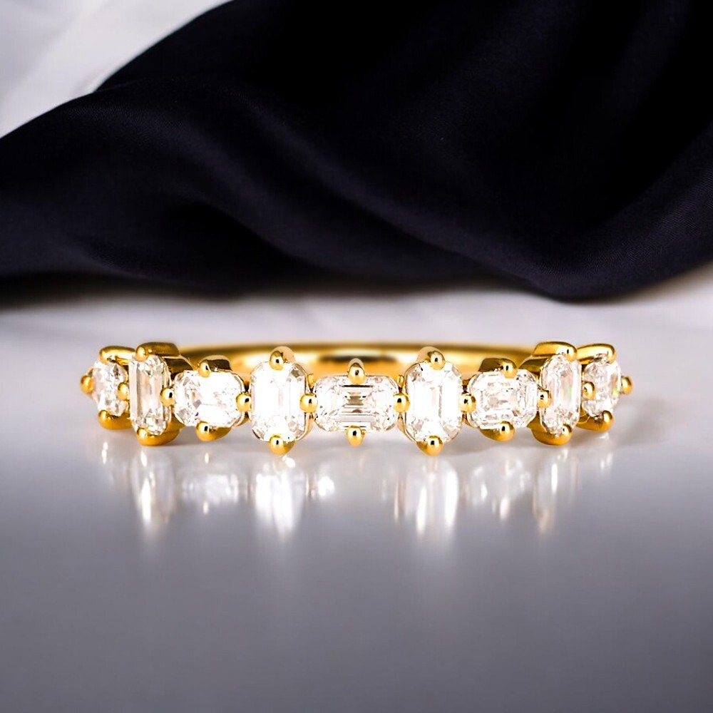 Lab Grown Diamond Stacking Band 14K Yellow Gold Emerald Cut 0.50 Ct GLI HRD Ring