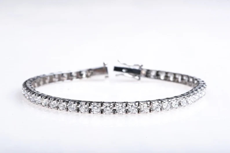 Tennis Bracelets Round Cut Prong Set 6.50Ct Natural Diamond 14K White Gold