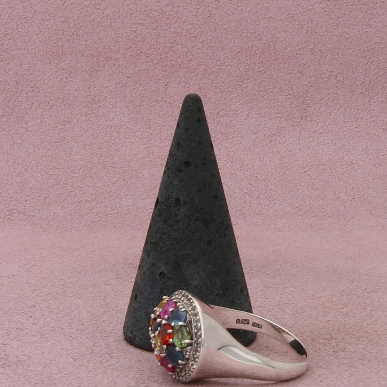 sterling silver multi colored topaz cluster (as-is) ring size 9.75