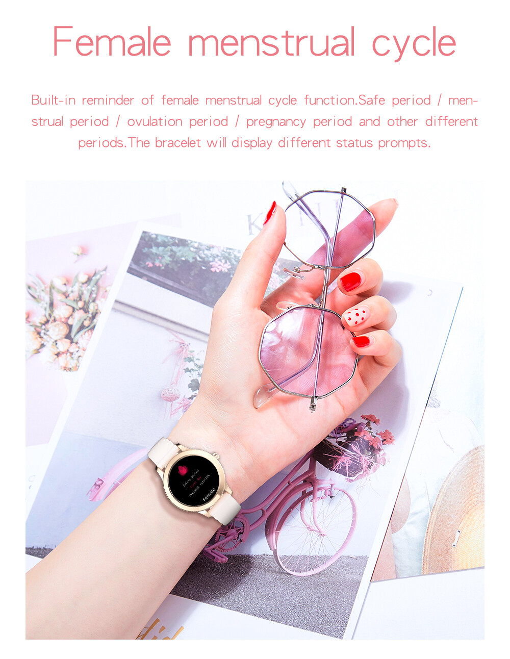 Women Girls Female Smartwatch Bluetooth Smart Watch Fitness Tracker Pedometer