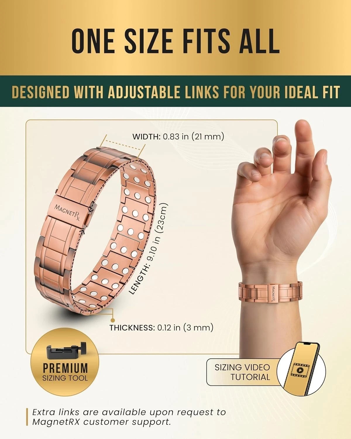 3X Strength Copper Bracelet – 99.9% Pure Copper Bracelets for Men with Magnet…
