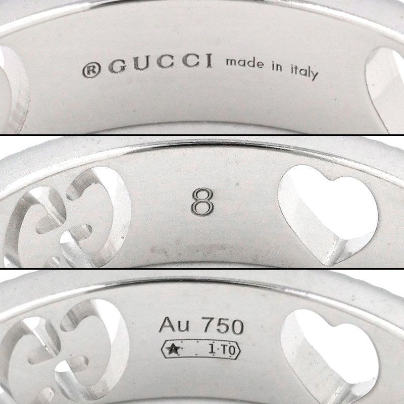 Gucci Icon Heart Ring US 4.5 K18WG Interlocking G Slim GG Logo