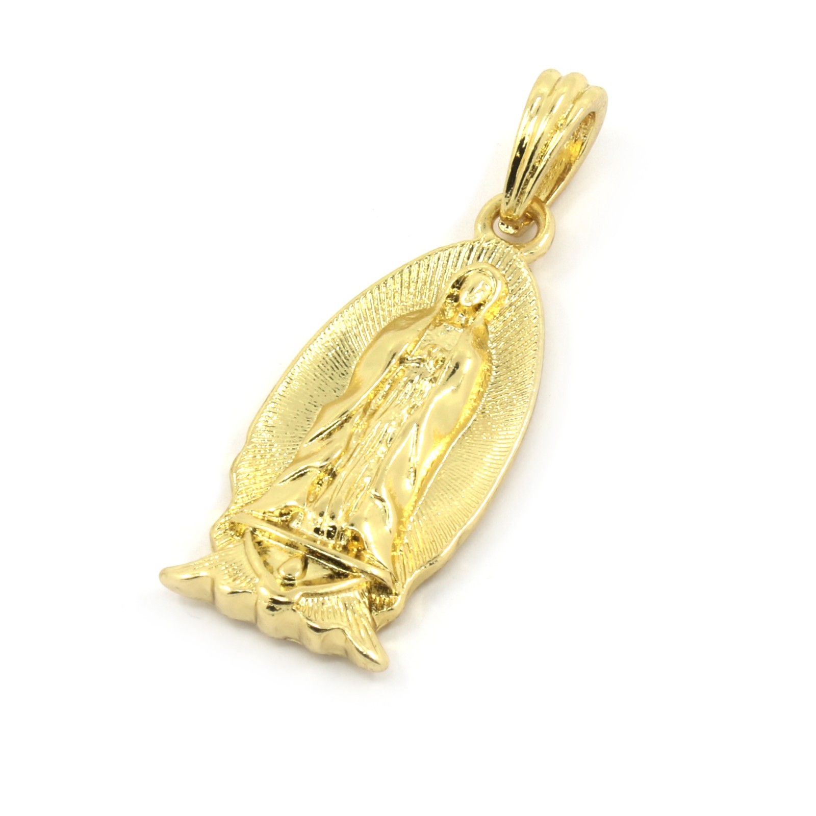 Men’s 14k Gold Plated Small Virgin Mary Pendant Hip-Hop 30″ 3mm Cuban Chain