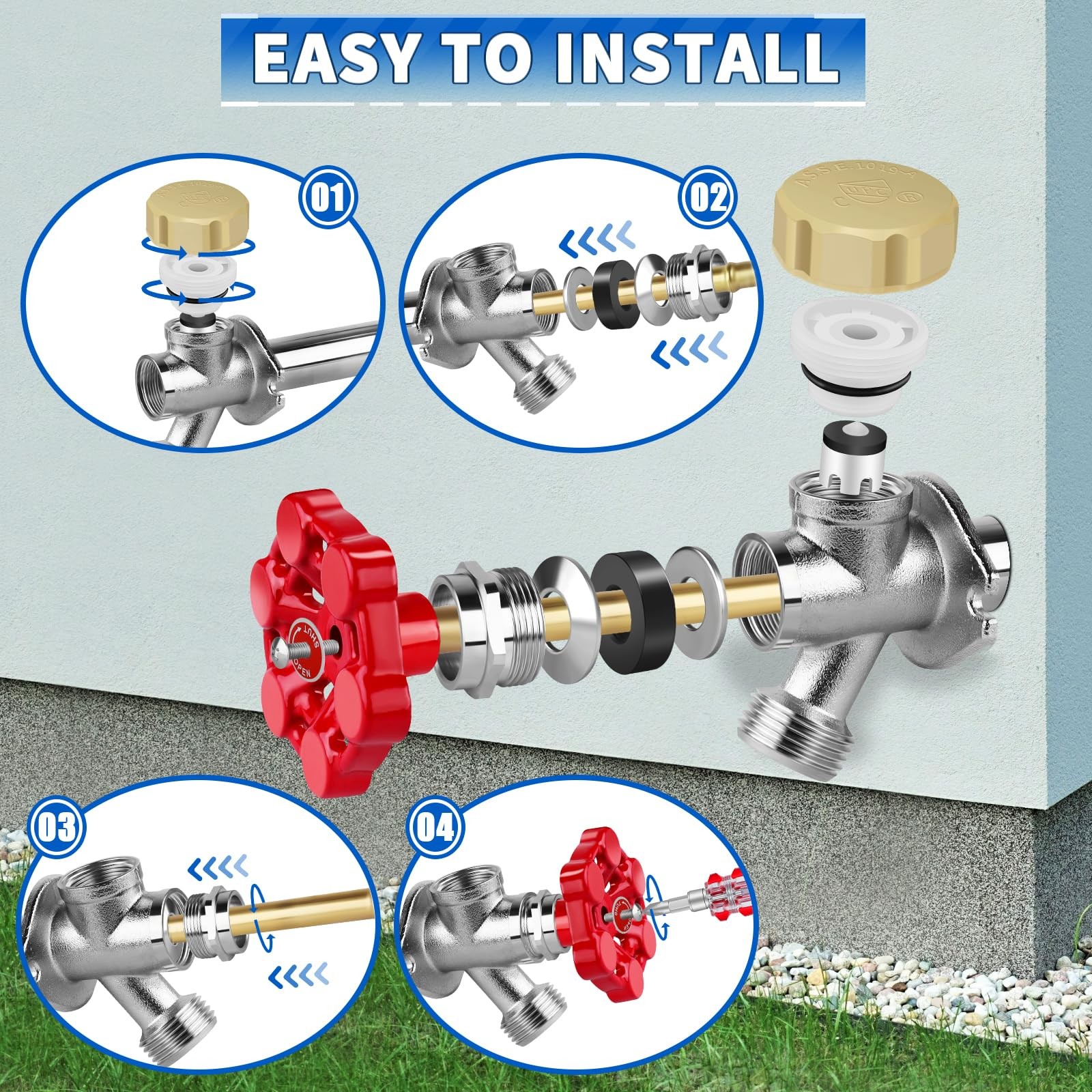 Outdoor Faucet Repair Kit, ASSE 1019-A Vacuum Breaker Outside Silver
