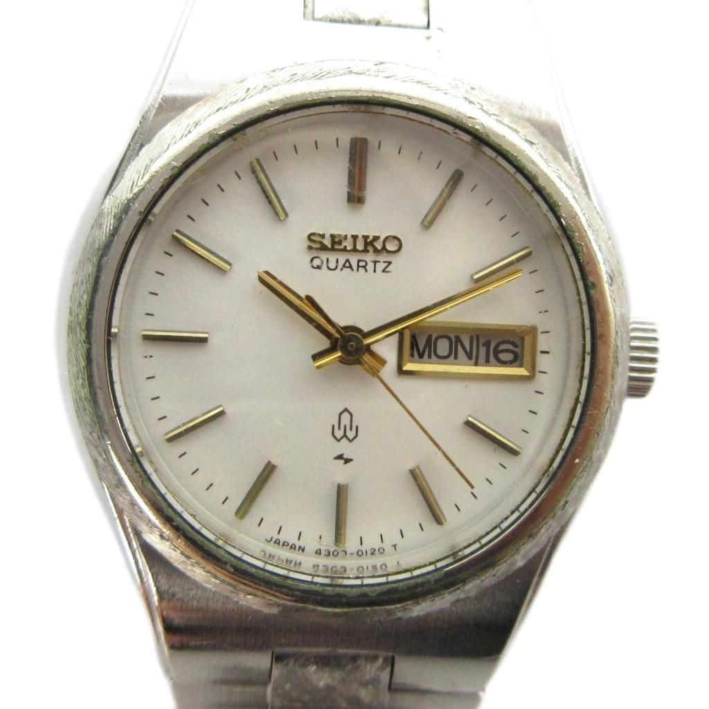 SEIKO 4303 0050 Wristwatch Quartz Watch with Calendar Logo Silver GY11 MQ
