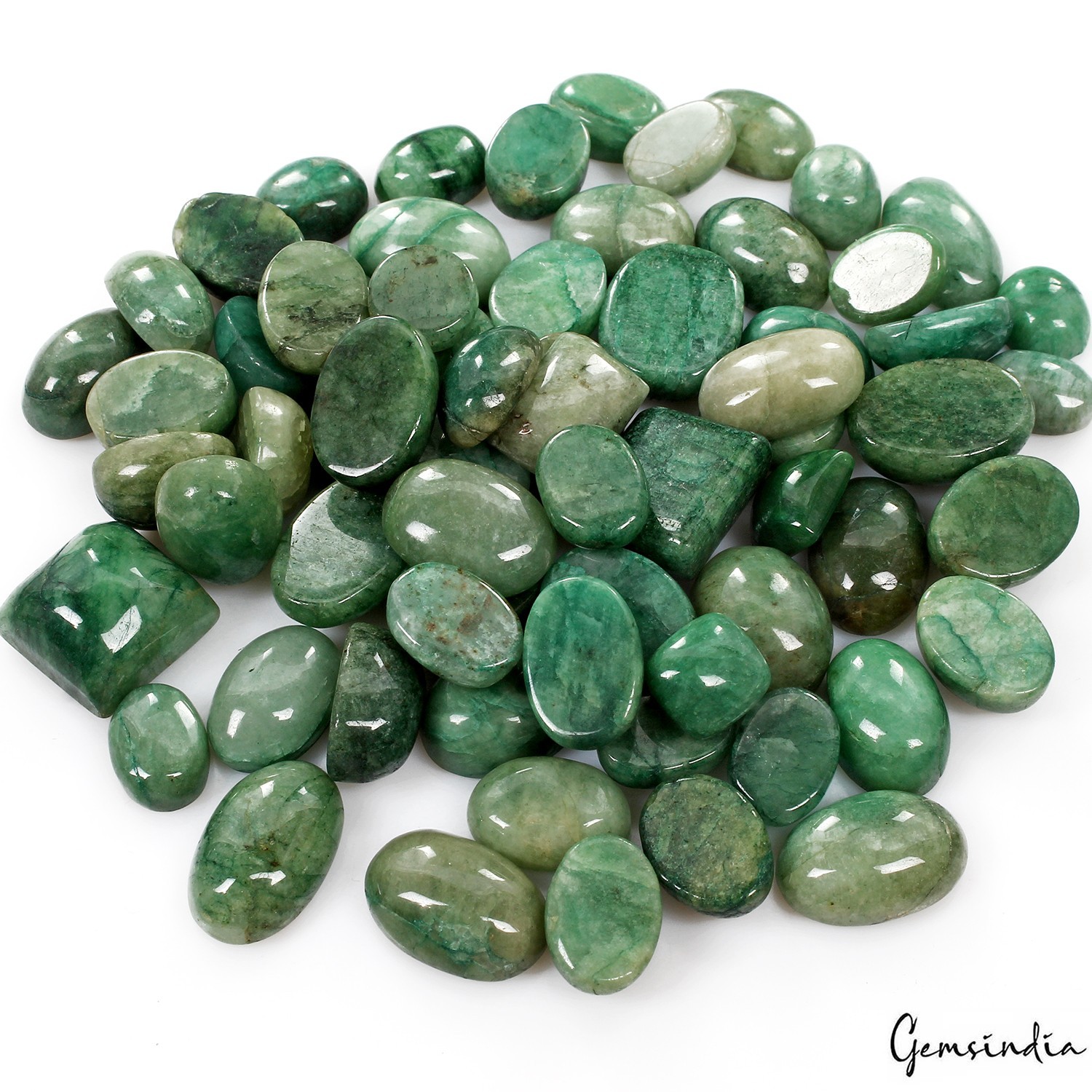 750 Ct/65 Pcs Natural Brazilian Green Emerald Mix Cab Loose Wholesale Gem Lot-NW