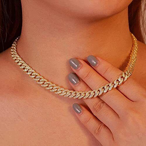 8MM Gold Plated CZ Cuban Link Chain Hip Hop Iced CZ Out Cuban Necklace/Choker