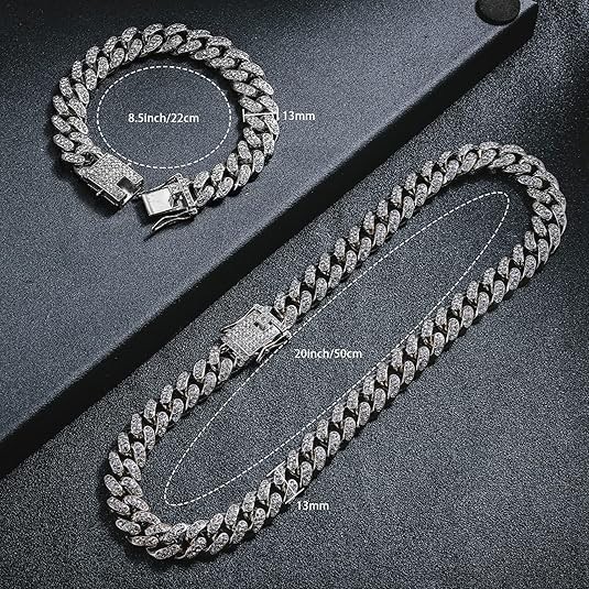 Cadenas de Titanium en Plata 925 Para Hombre Mujer Unisex Cadena Cubana Joyería