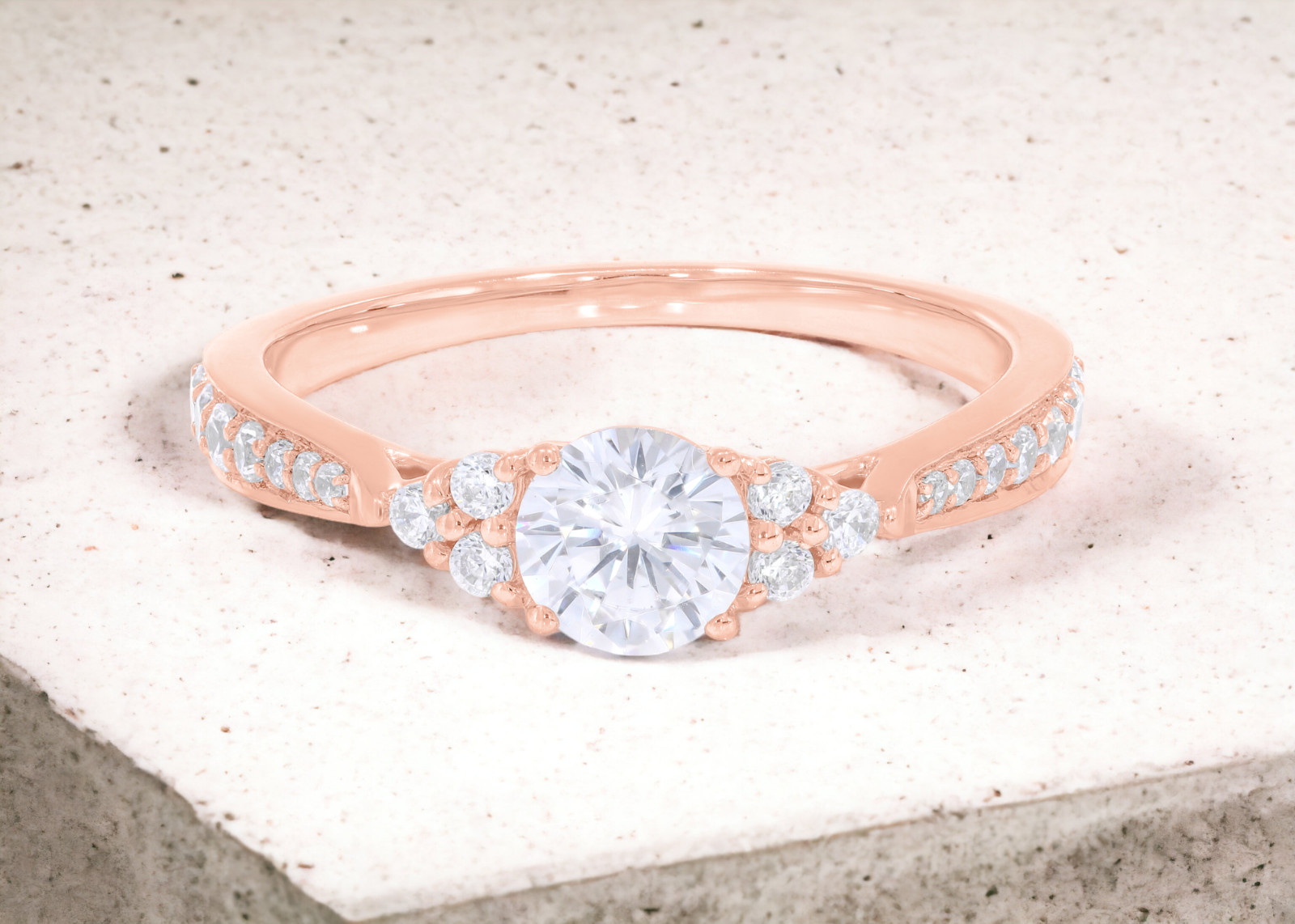 0.97 Carat Round Lab Grown Diamond Ring 14k White Gold Certified