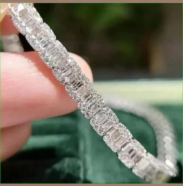 6.5Ct Baguette Lab-Created Diamond Women’s Tennis Bracelet 14K White Gold Plated