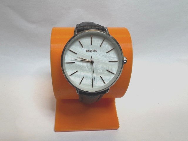 Parfois Women’s Quartz Watch – White Mother of Pearl Dial, Black Leather Strap