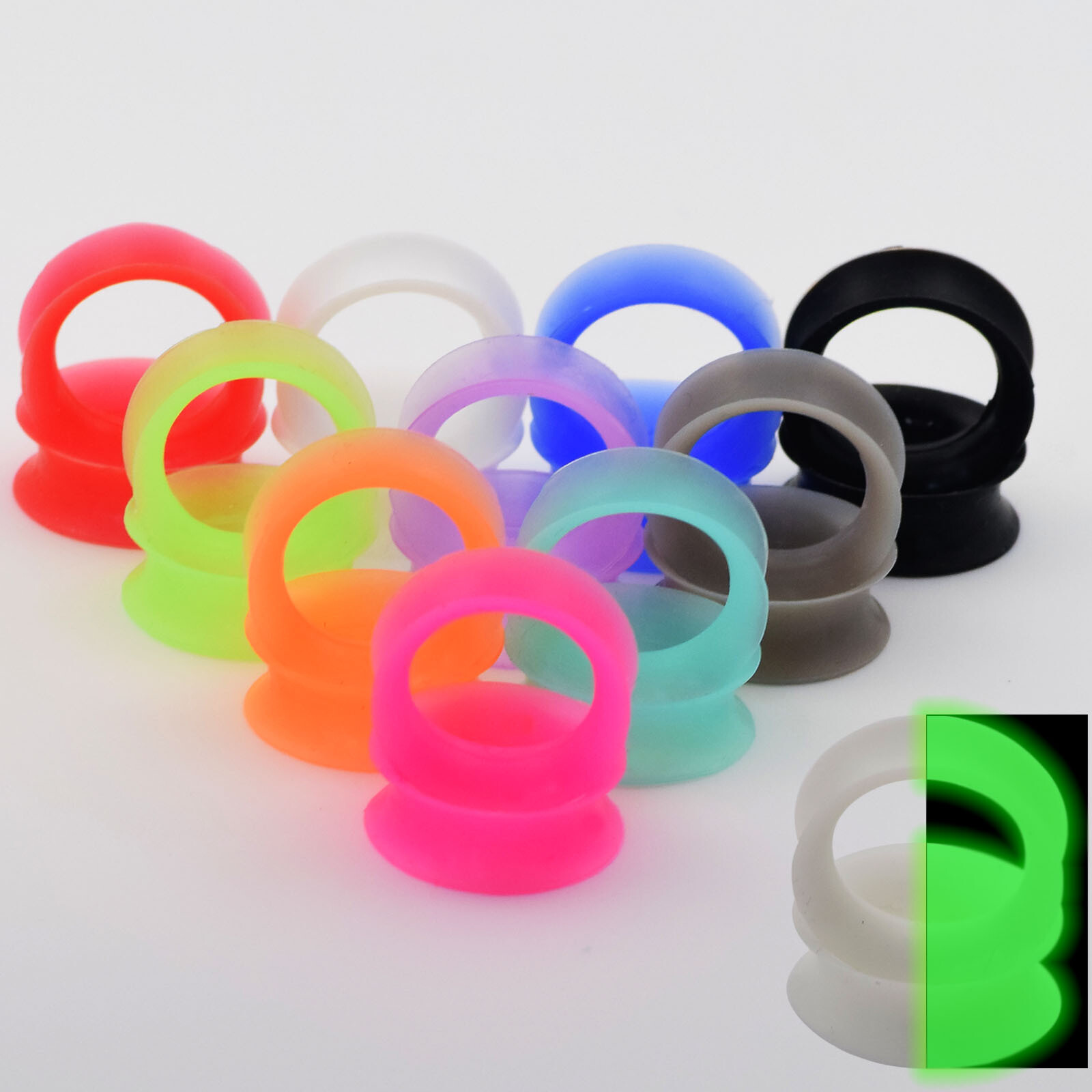 2piece Thick/Thin FLESH TUNNELS-Silicone Ear Skins-Ear Gauges-Soft Ear plugs