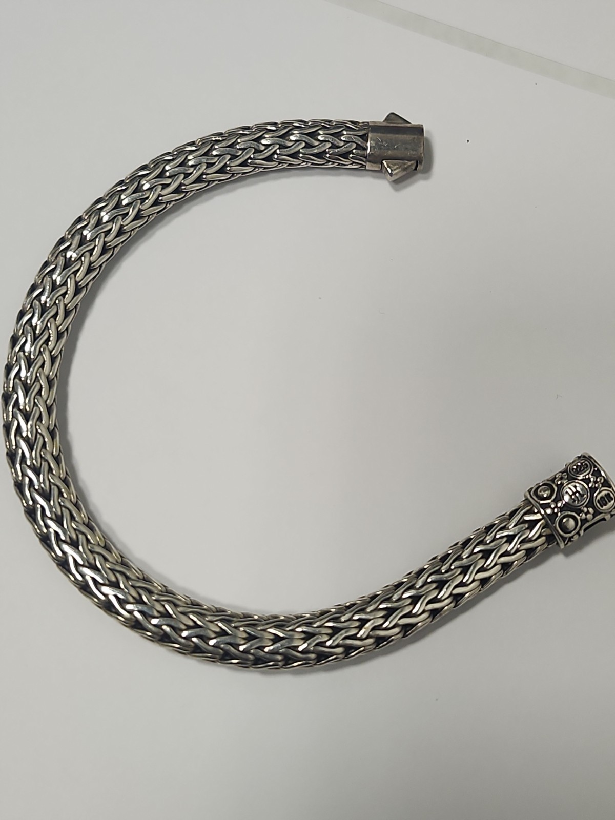JOHN HARDY CLASSIC SS/18K GOLD DOT CLASP PUSH LOCK BRAIDED CHAIN BRACELET