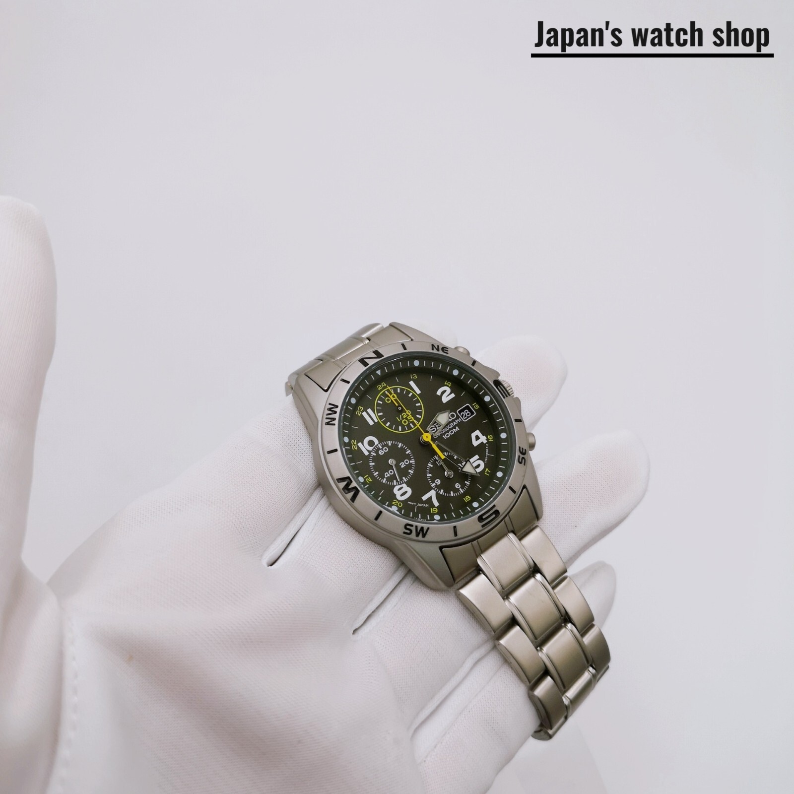 SEIKO SND377P Dark Olive Green Chronograph Men’s Watch New in Box