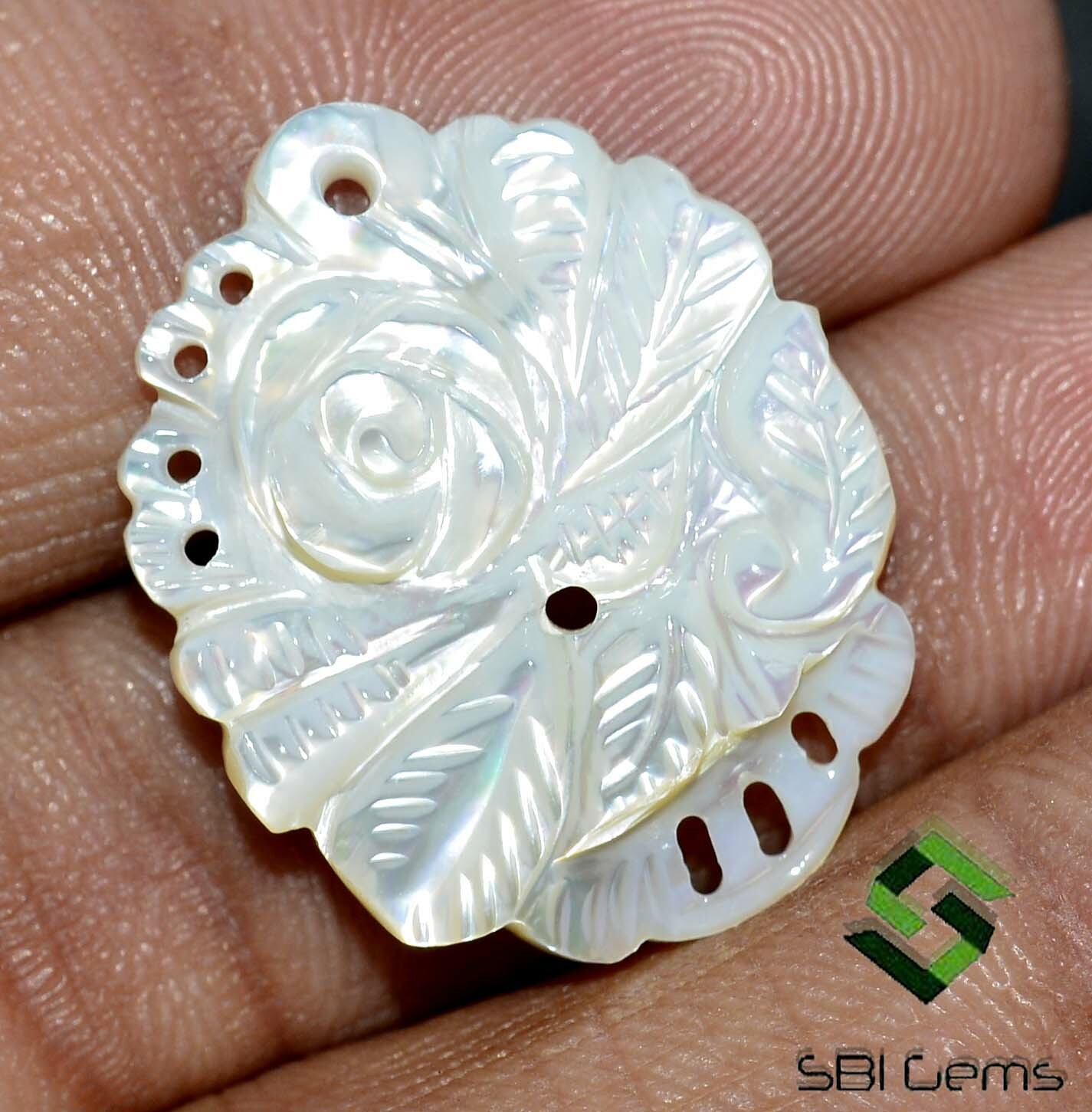 26×21 mm Natural Mother Of Pearl Handmade Carving 16.15 CTS Loose Gemstone