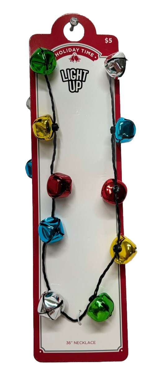 Holiday Time Light Up Christmas Bells 36″ Necklace NEW