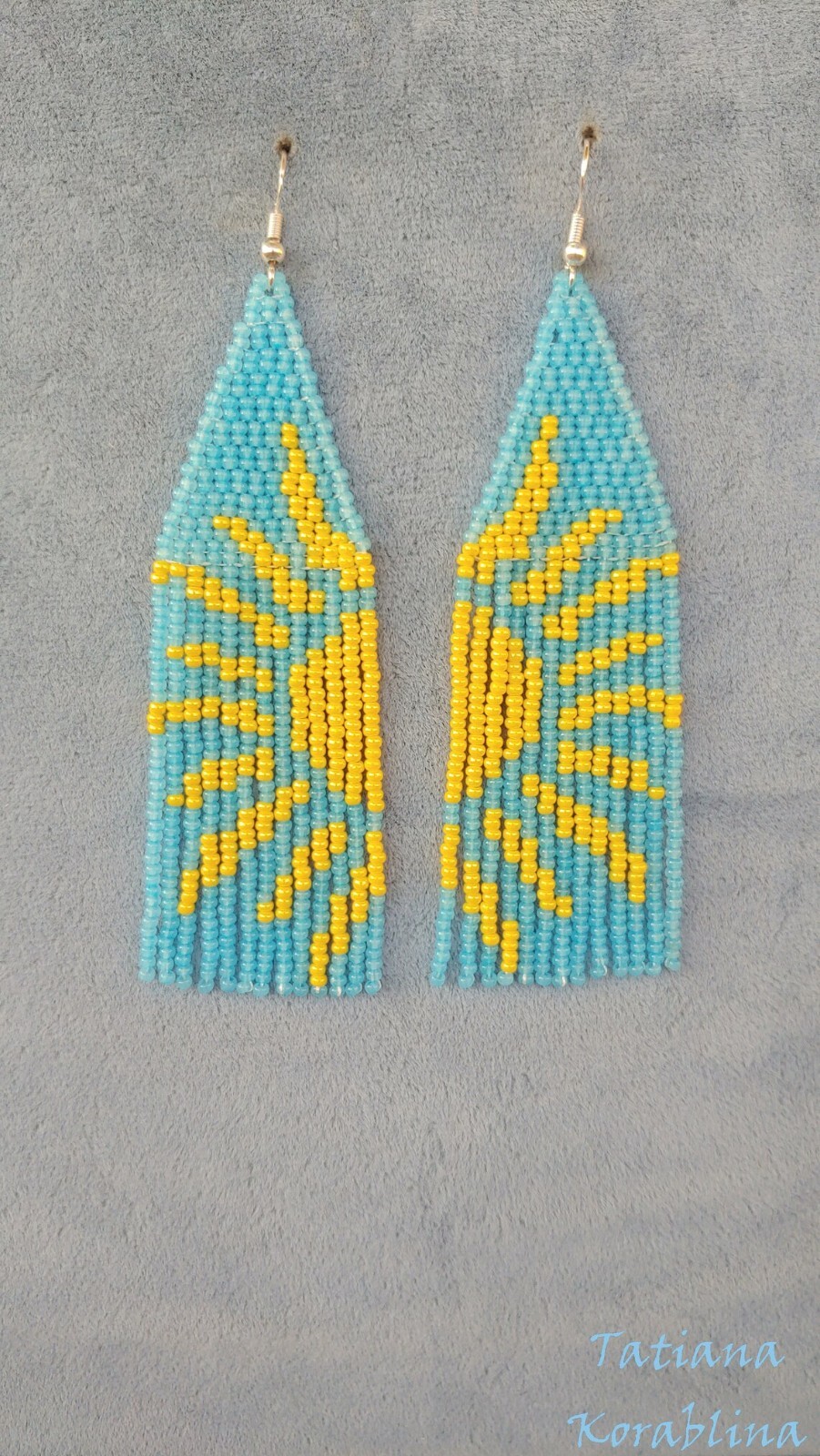 New look Shoulder duster fringe beaded green gradient long seed bead earrings