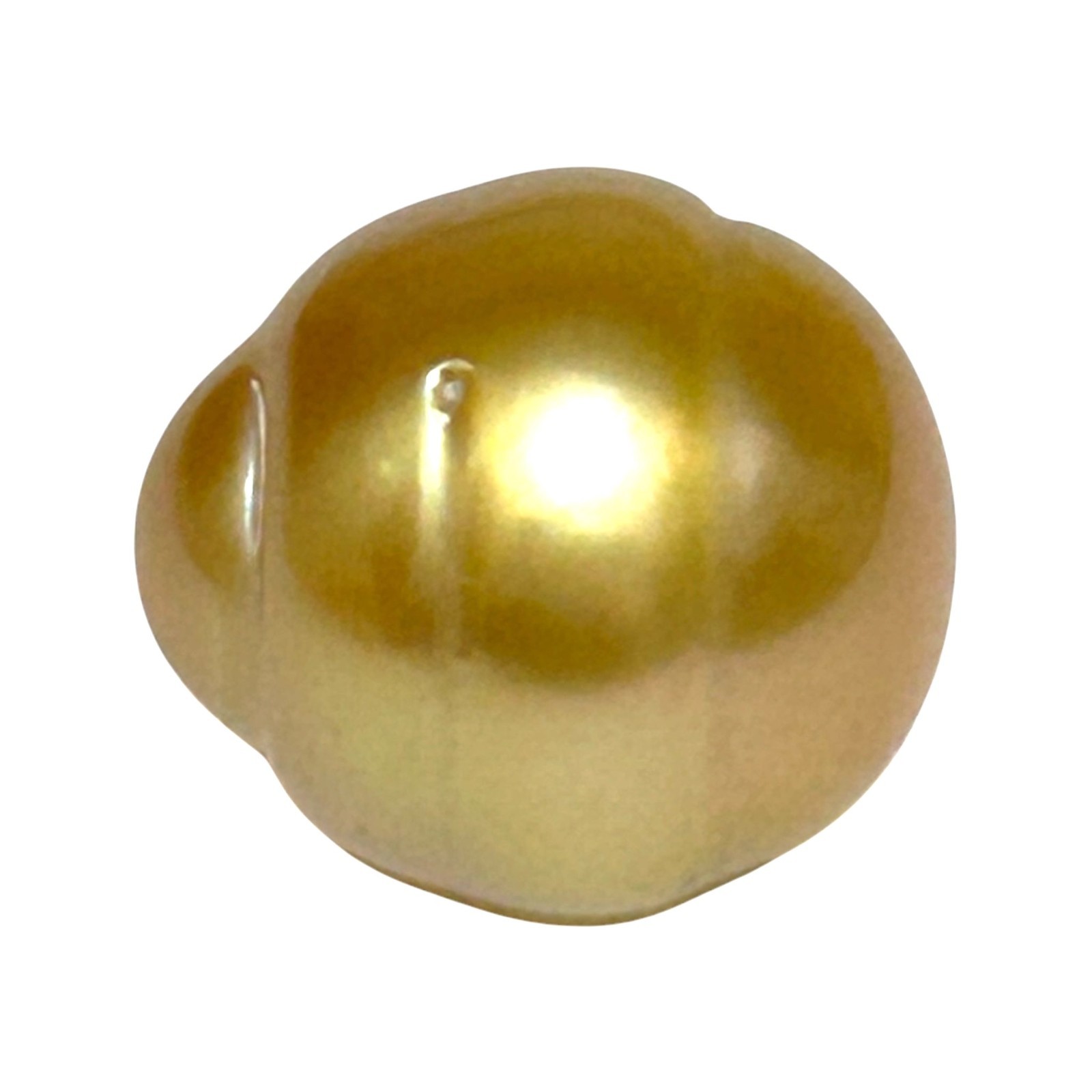 Giant 20.5 Carat 14 x 15.2mm Deep Gold Baroque Philippines South Sea Pearl Loose
