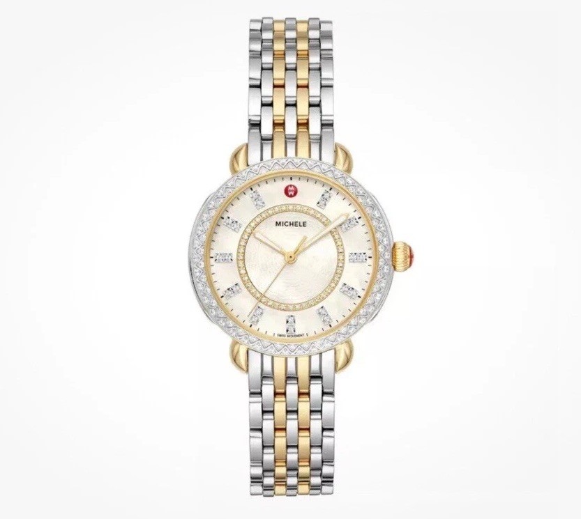 Michele Sidney Classic Two-Tone MOP Diamond Dial Ladies Watch MWW30B000002