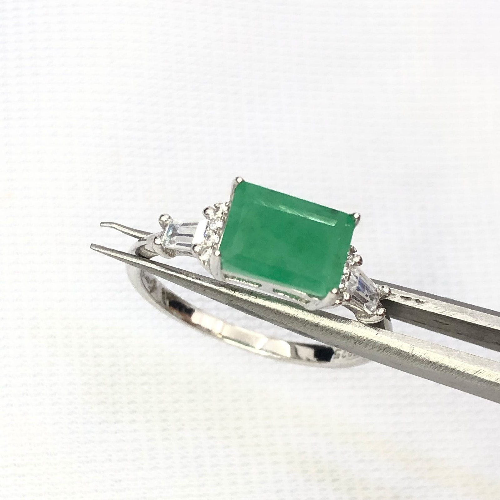 Natural Emerald Gemstone 925 Sterling Silver Ring Octagon Top Rich Green 7