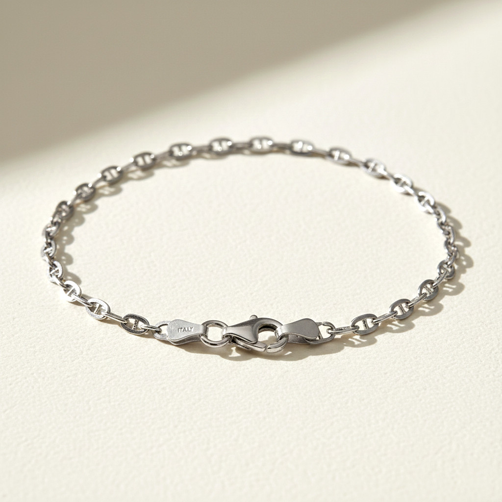 Solid 925 Sterling Silver 2.75mm Anchor Mariner Chain Italian Bracelet 7″ 7.5″