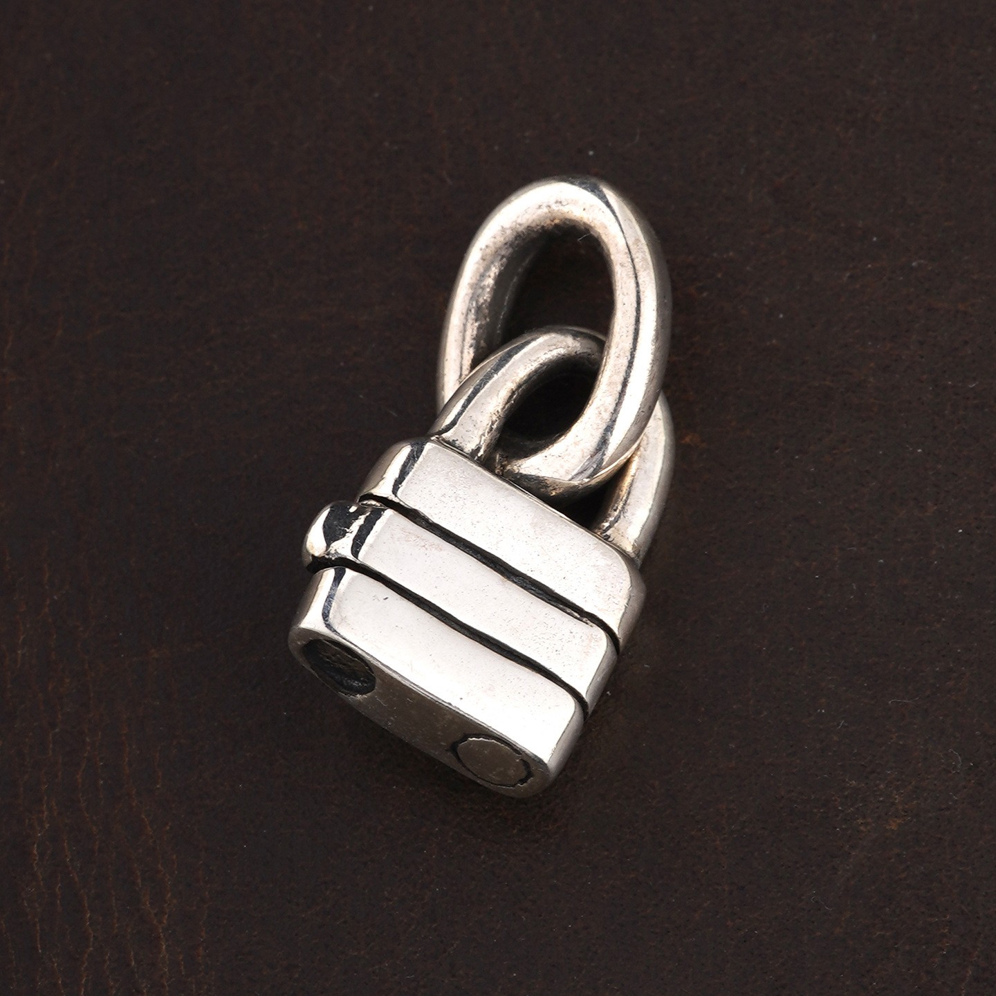 Handmade Artisan Gothic Padlock S925 Sterling Silver Floral Cross Amulet Pendant