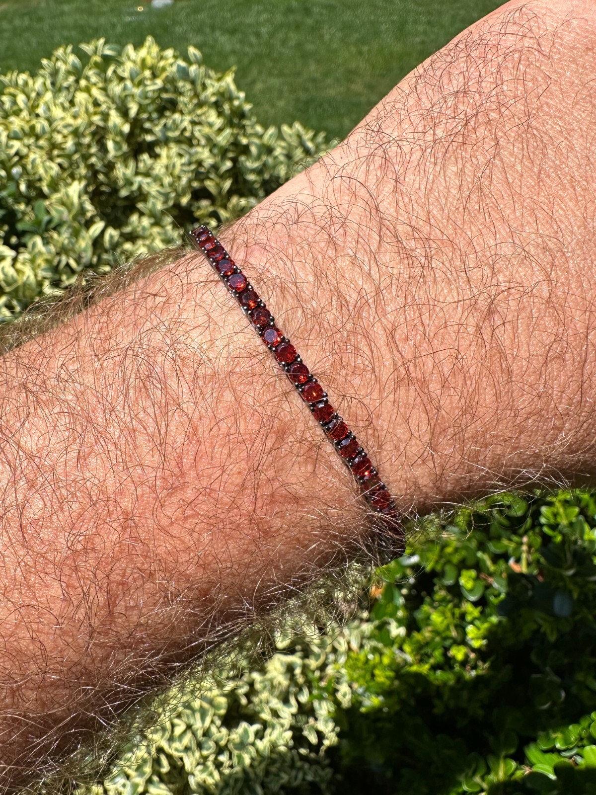 3mm Deep Red CZ Tennis Bracelet Real Iced 925 Sterling Silver Mens Ladies 6-8.5″